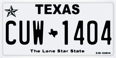 TX license plate CUW1404