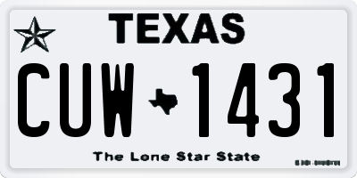 TX license plate CUW1431