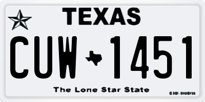 TX license plate CUW1451