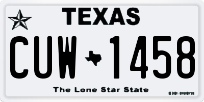 TX license plate CUW1458