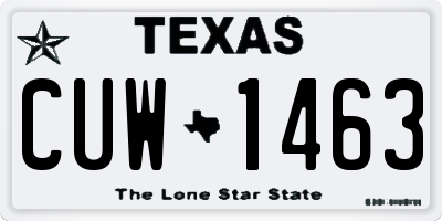 TX license plate CUW1463