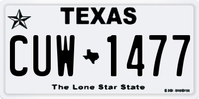 TX license plate CUW1477