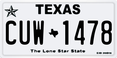TX license plate CUW1478