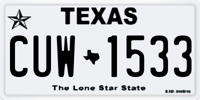 TX license plate CUW1533