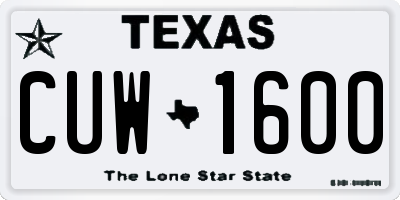 TX license plate CUW1600