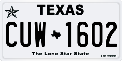 TX license plate CUW1602