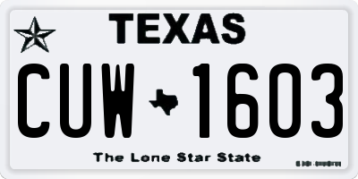 TX license plate CUW1603