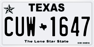 TX license plate CUW1647