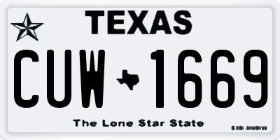 TX license plate CUW1669
