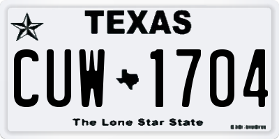TX license plate CUW1704