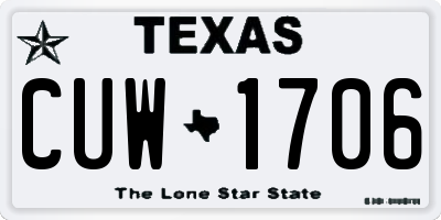 TX license plate CUW1706