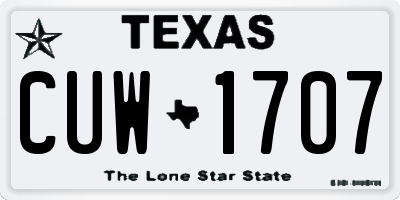 TX license plate CUW1707