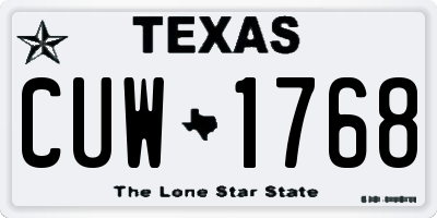 TX license plate CUW1768