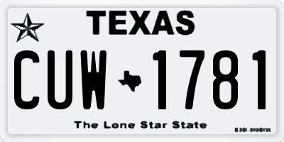 TX license plate CUW1781