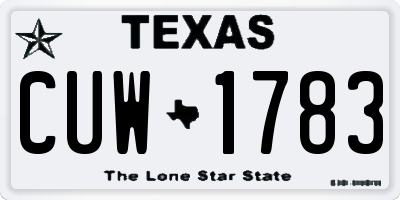TX license plate CUW1783