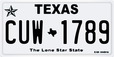 TX license plate CUW1789