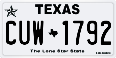 TX license plate CUW1792