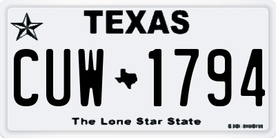 TX license plate CUW1794
