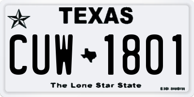 TX license plate CUW1801