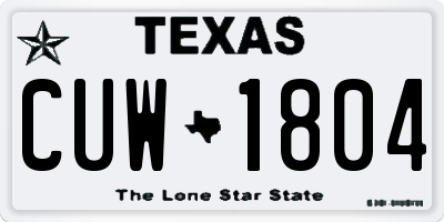 TX license plate CUW1804