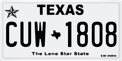 TX license plate CUW1808