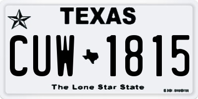 TX license plate CUW1815
