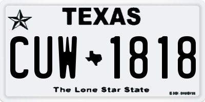 TX license plate CUW1818
