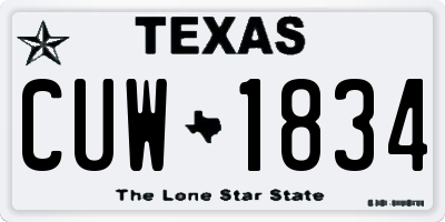 TX license plate CUW1834