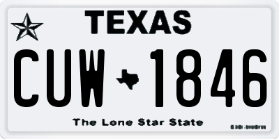 TX license plate CUW1846