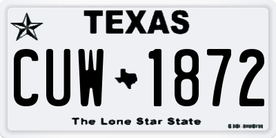 TX license plate CUW1872