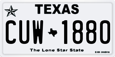 TX license plate CUW1880