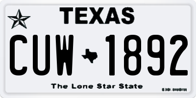 TX license plate CUW1892