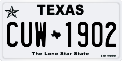 TX license plate CUW1902
