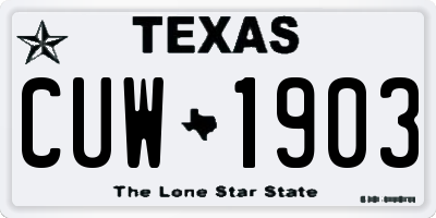 TX license plate CUW1903