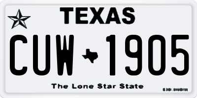 TX license plate CUW1905