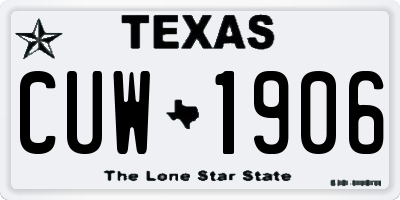 TX license plate CUW1906