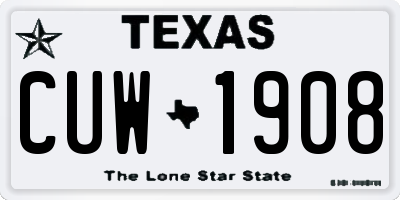 TX license plate CUW1908