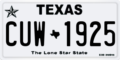 TX license plate CUW1925