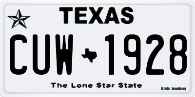 TX license plate CUW1928