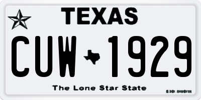 TX license plate CUW1929