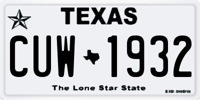 TX license plate CUW1932