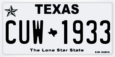TX license plate CUW1933