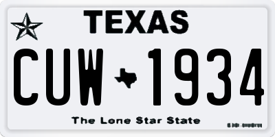 TX license plate CUW1934