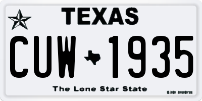 TX license plate CUW1935