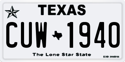 TX license plate CUW1940