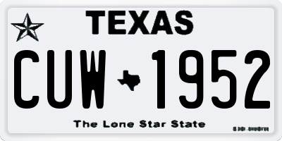 TX license plate CUW1952