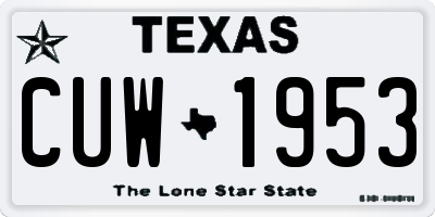 TX license plate CUW1953