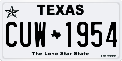 TX license plate CUW1954