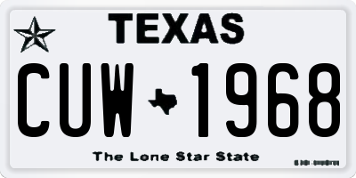 TX license plate CUW1968