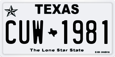TX license plate CUW1981